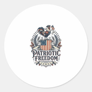Patriotic Chicken Keeper Vector Graphic Tee_1 Classic Round Sticker