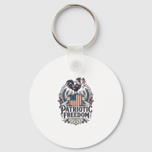 Patriotic Chicken Keeper Vector Graphic Tee_1 Key Ring