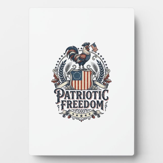 Patriotic Chicken Keeper Vector Graphic Tee_1 Plaque (Front)