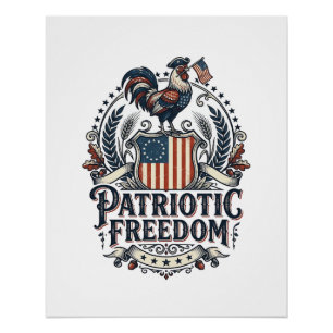Patriotic Chicken Keeper Vector Graphic Tee_1 Poster