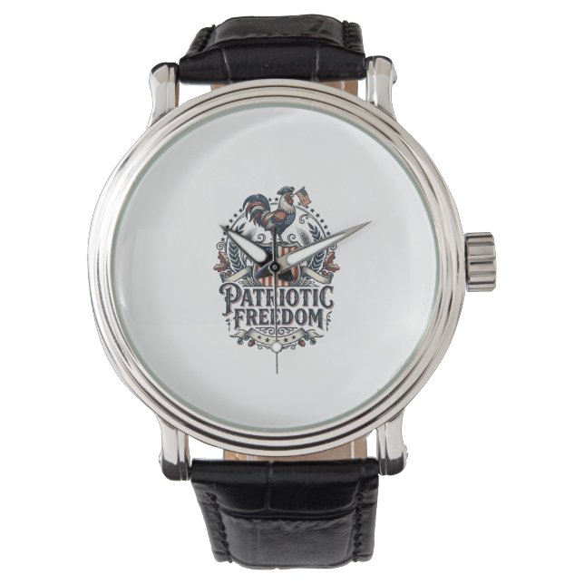 Patriotic Chicken Keeper Vector Graphic Tee_1 Watch (Front)