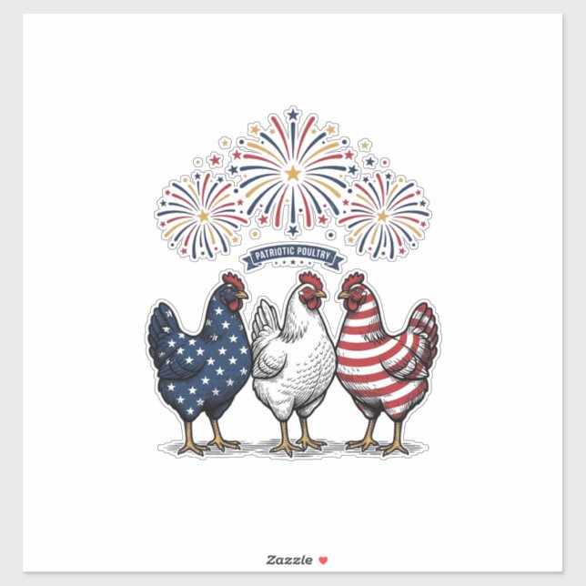Patriotic Chicken Trio Vintage Engraving Vector De (Sheet)