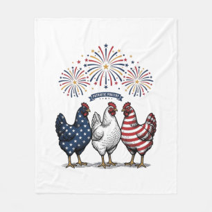 Patriotic Chicken Trio Vintage Engraving Vector De Fleece Blanket