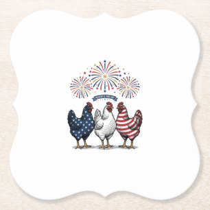 Patriotic Chicken Trio Vintage Engraving Vector De Paper Coaster