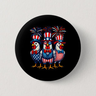 Patriotic Chicken Usa Flag Chicken Lover 4th Of Ju 6 Cm Round Badge