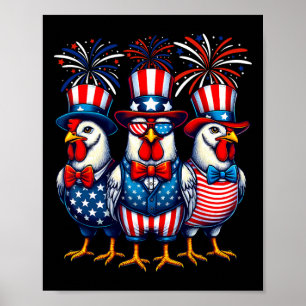 Patriotic Chicken Usa Flag Chicken Lover 4th Of Ju Poster