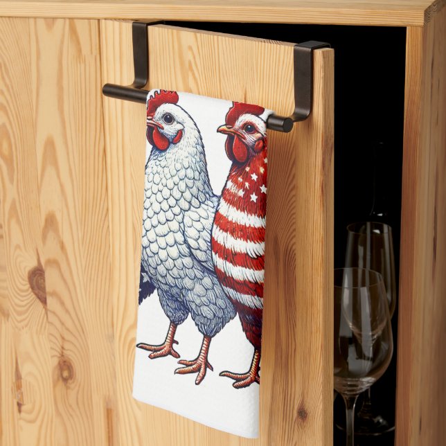 Patriotic Chickens  Tea Towel (Thirds Fold)