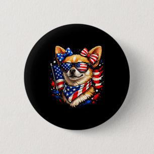 Patriotic chihuahua american flag sunglasses 4th o 6 cm round badge
