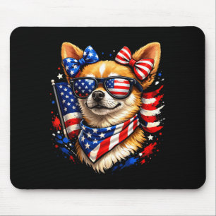Patriotic chihuahua american flag sunglasses 4th o mouse pad