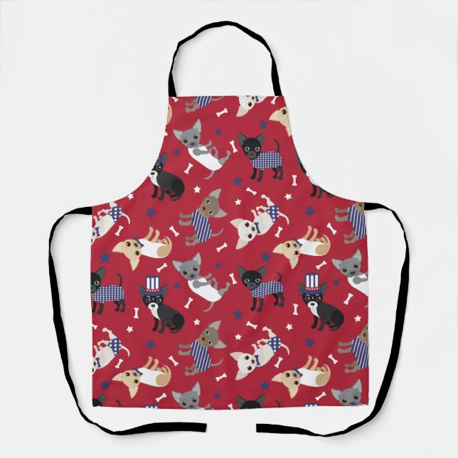 Patriotic Chihuahua Pattern Apron (Front)
