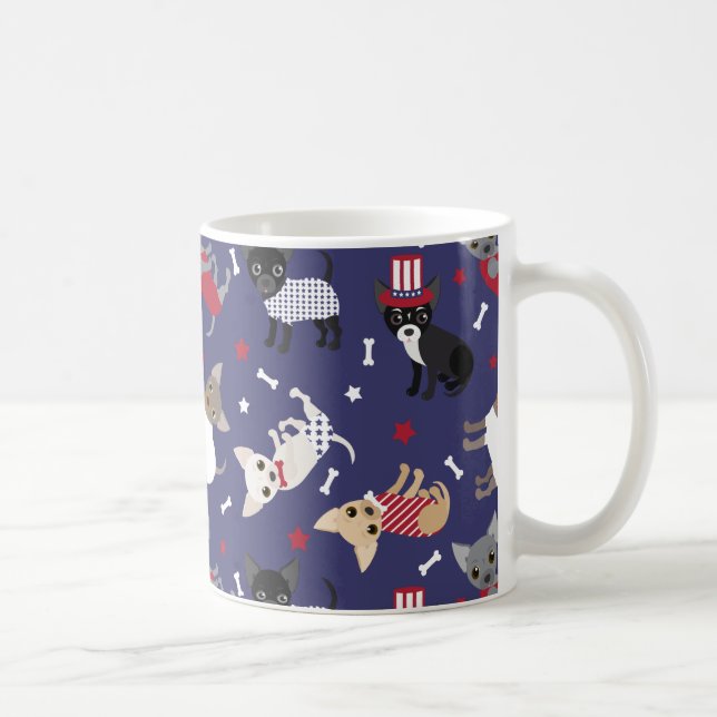 Patriotic Chihuahua Pattern Coffee Mug (Right)