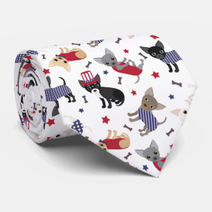 Patriotic Chihuahua Pattern Tie