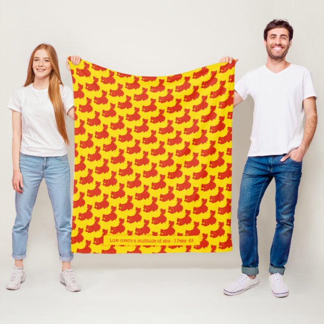 Patriotic CHINA FLAG Customisable Scripture YELLOW Fleece Blanket (In Situ)