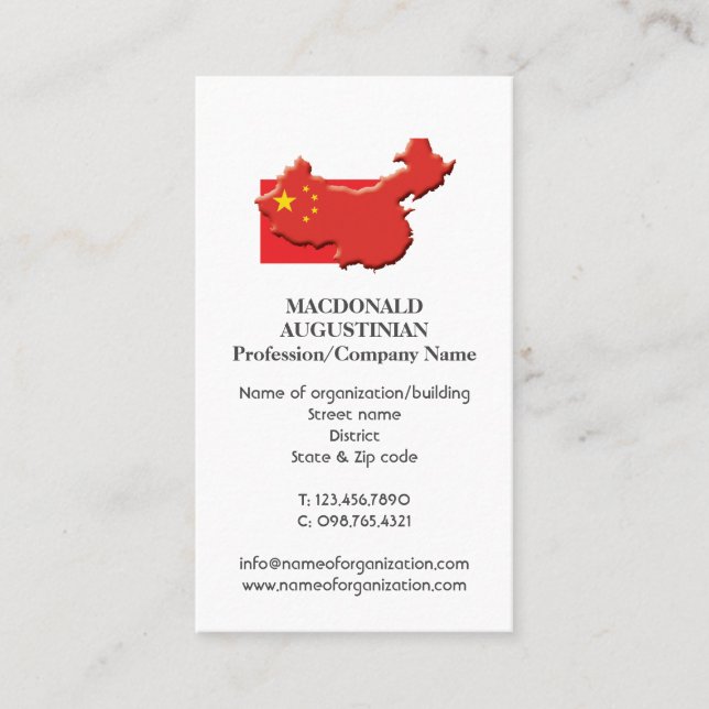 Patriotic | CHINA PRC FLAG | Photo Business Card (Front)