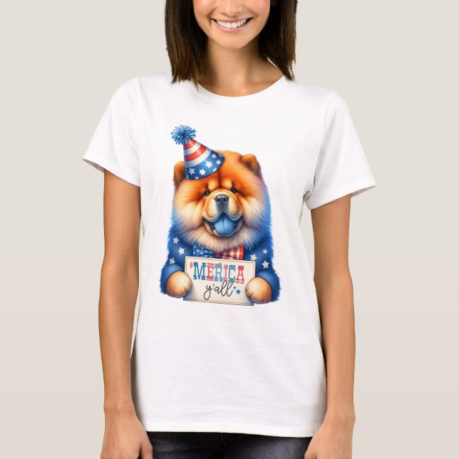 Patriotic Chow Chow 'Merica Y'all T-Shirt (Front)