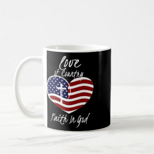 Patriotic Christian Faith In God Heart Cross Ameri Coffee Mug