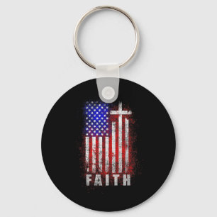Patriotic Christian Faith Love Jesus American Flag Key Ring