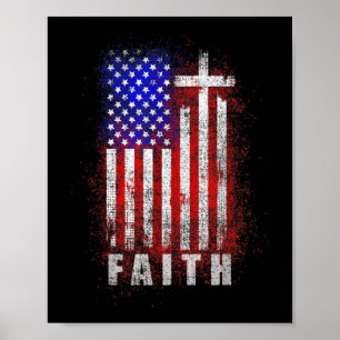 Patriotic Christian Faith Love Jesus American Flag Poster