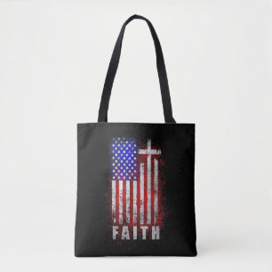 Patriotic Christian Faith Love Jesus American Flag Tote Bag