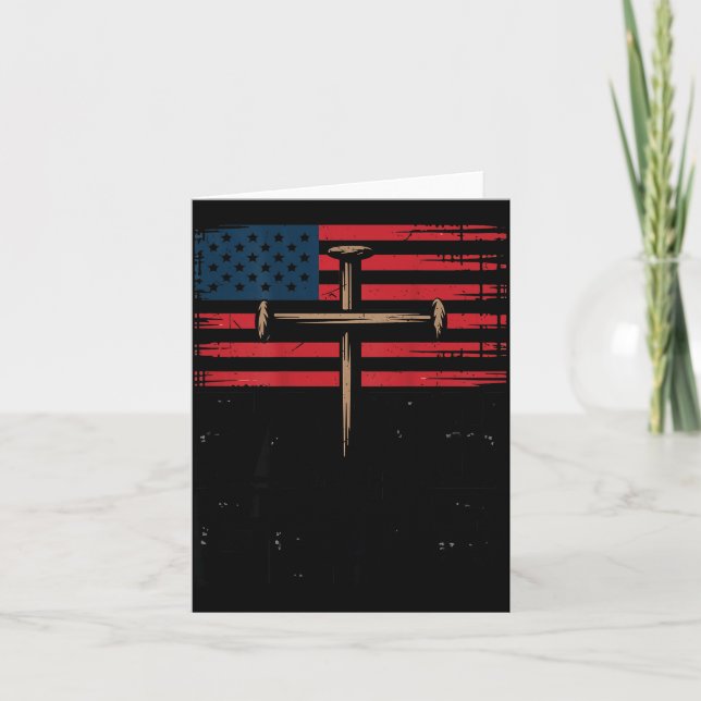Patriotic Christian Faith Over Fear American Flag  Card (Front)
