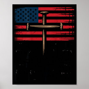 Patriotic Christian Faith Over Fear American Flag  Poster