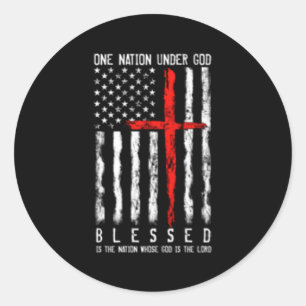 Patriotic Christian Flag Blessed One Nation Under  Classic Round Sticker