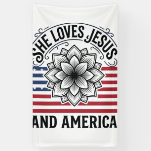 Patriotic Christian Flower Vintage T-Shirt Banner