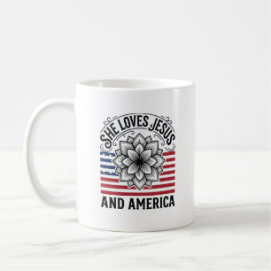Patriotic Christian Flower Vintage T-Shirt Coffee Mug