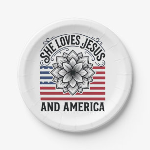 Patriotic Christian Flower Vintage T-Shirt Paper Plate