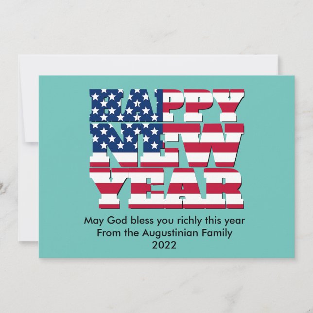 Patriotic Christian HAPPY NEW YEAR Holiday Card (Front)