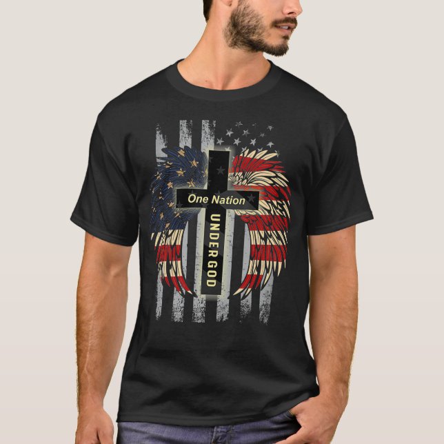 Patriotic Christian One Nation Under God USA T-Shirt (Front)