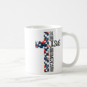 Patriotic Christian She Loves Jesus And America To Coffee Mug