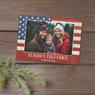 Patriotic Christmas 1 photo American Flag Holiday Card