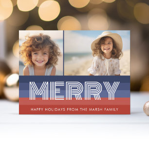 Patriotic Christmas 2 photo American Flag Holiday Postcard