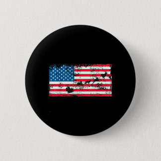 Patriotic Christmas Aamerican Flag - Santa Flying 6 Cm Round Badge