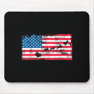 Patriotic Christmas Aamerican Flag - Santa Flying Mouse Pad