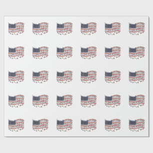 Patriotic Christmas American Flag with Lights Wrapping Paper