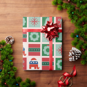 Patriotic Christmas Americana Midterms Elections Wrapping Paper