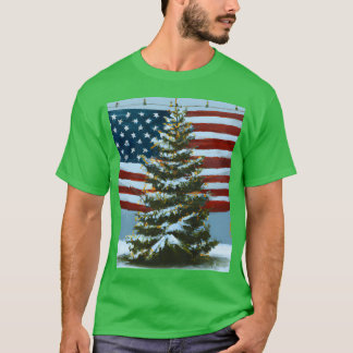 Patriotic Christmas Decorated Christmasree With fr T-Shirt