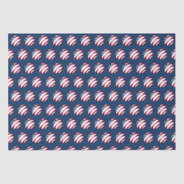 Patriotic Christmas Holiday USA Flag Pattern Art Tissue Paper (Front)