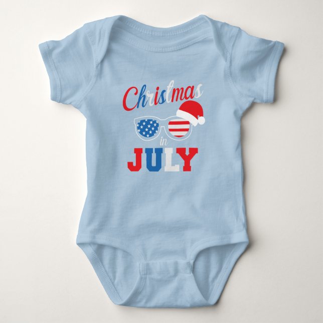 Patriotic Christmas July unisex  Baby Bodysuit (Front)