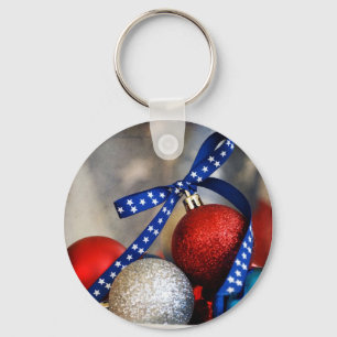 Patriotic Christmas Key Ring