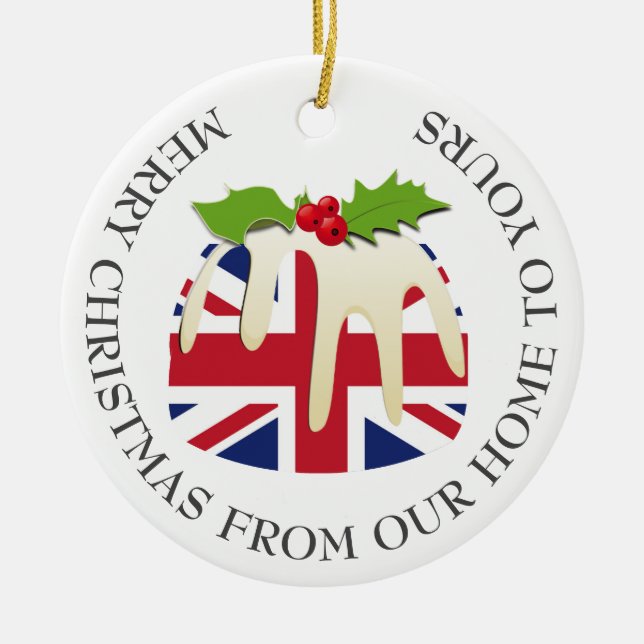 Patriotic | Christmas Pudding | BRITISH UK FLAG Ceramic Ornament (Front)