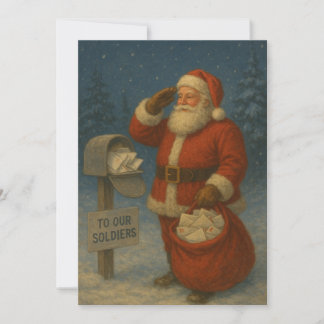 Patriotic Christmas Santa Holiday Card