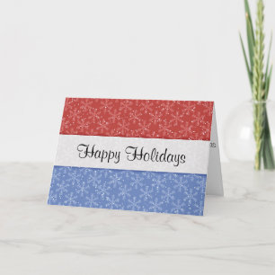 Patriotic Christmas Snowflakes Holiday Card