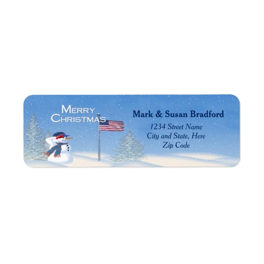 Patriotic Christmas Snowman - Return Label Return Address Label