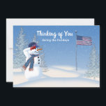 Patriotic Christmas Snowman Saluting, Card<br><div class="desc">Patriotic Christmas Snowman Saluting the American Flag - collection honours our military servicemen and women during the holiday season.  Card printed on both sides</div>