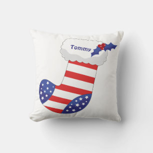 Patriotic Christmas Stocking Cushion