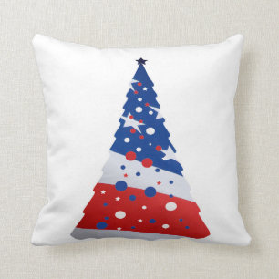 Patriotic Christmas throw pillow. Cushion
