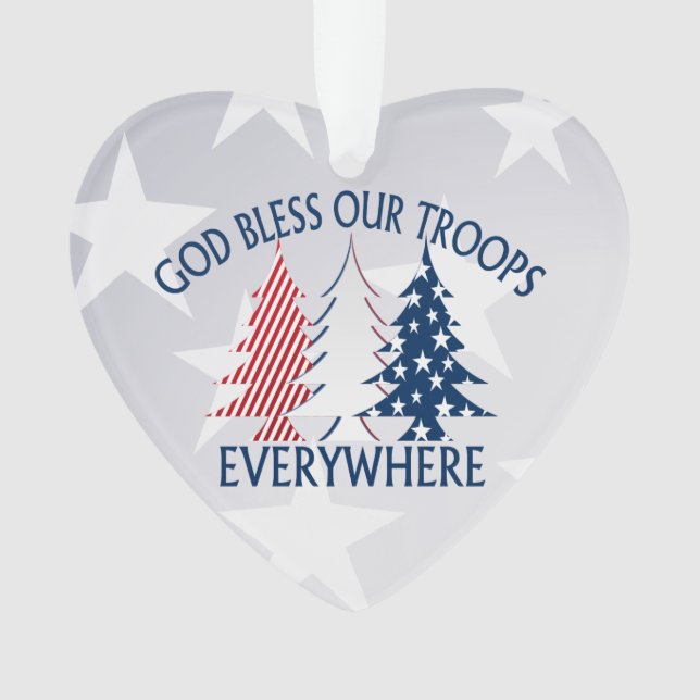 Patriotic Christmas Trees and Prayer Ornament (Front)